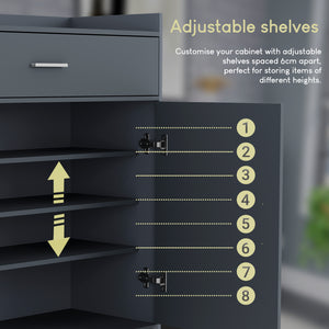 Dalby 2-Door 1-Drawer Shoe Cabinet, Grey