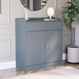 Dalby two-drawer shoe cabinet in grey, with two pull-out drawers.

