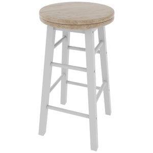 Wooden Revolving Bar Stool, White, Set Of 2