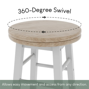 Wooden Revolving Bar Stool, White, Set Of 2