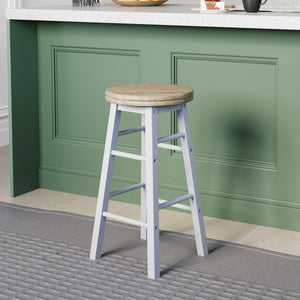 Wooden Revolving Bar Stool, White