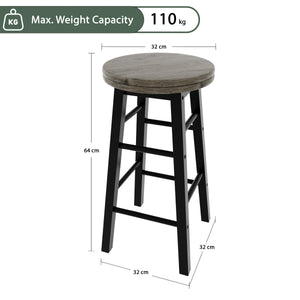 Wooden Revolving Bar Stool, Black