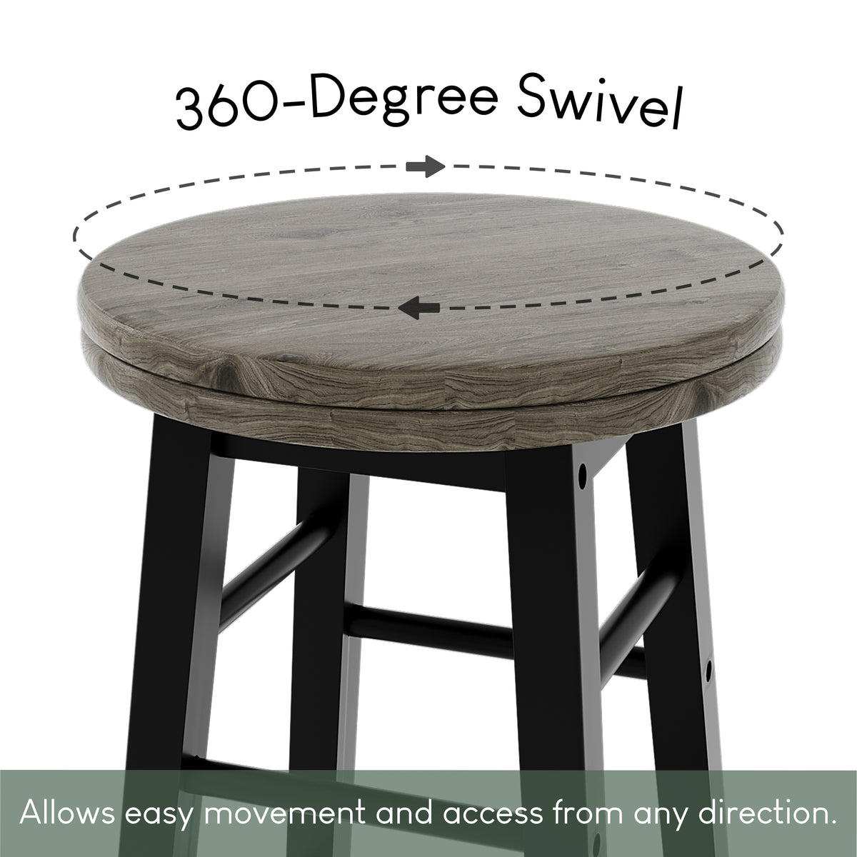 Wooden Revolving Bar Stool, Black