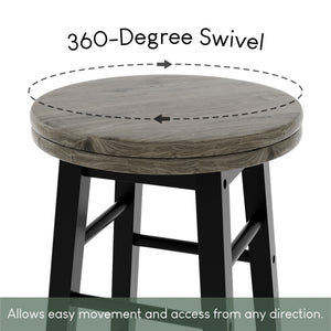 Wooden Revolving Bar Stool, Black