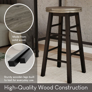Wooden Revolving Bar Stool, Black