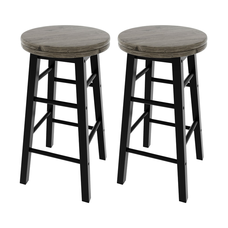 Wooden Revolving Bar Stool, Black, Set Of 2