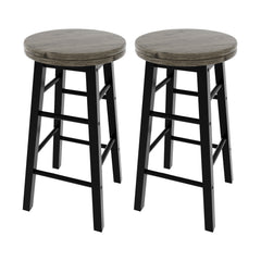 Wooden Revolving Bar Stool, Black, Set Of 2