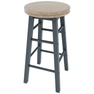 Wooden Revolving Bar Stool, Grey, Set Of 2