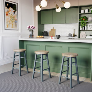 Wooden Revolving Bar Stool, Grey