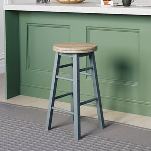 Wooden Revolving Bar Stool, Grey