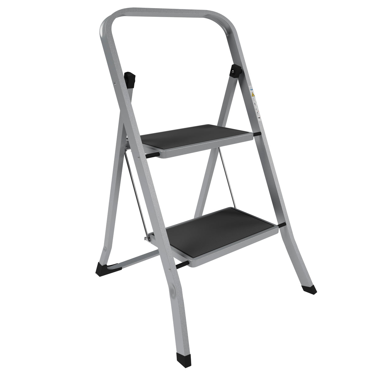 2 Step Ladder With Anti-Slip Mat, Grey