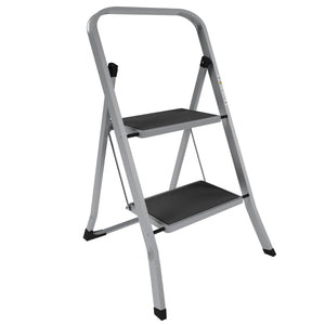 2 Step Ladder With Anti-Slip Mat, Grey