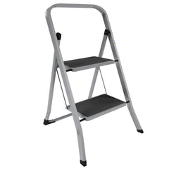 2 Step Ladder With Anti-Slip Mat, Grey