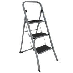 3 Step Ladder With Anti-Slip Mat, Grey