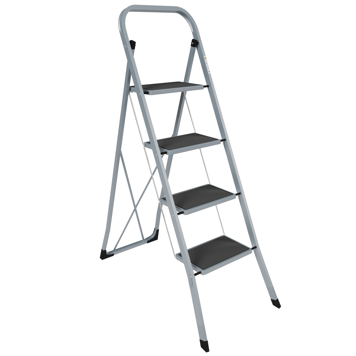 4 Step Ladder With Anti-Slip Mat, Grey
