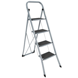 4 Step Ladder With Anti-Slip Mat, Grey