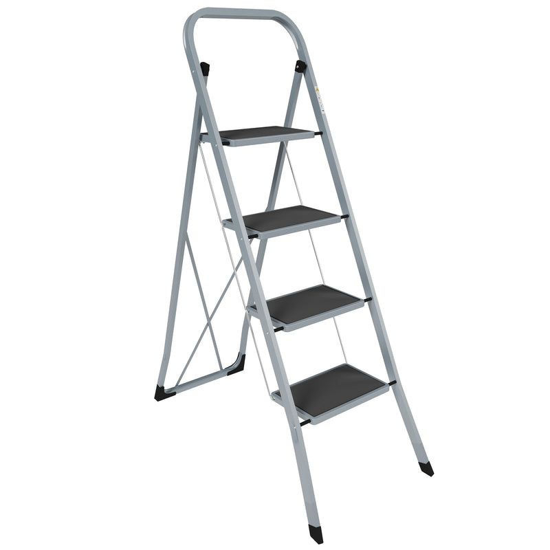 4 Step Ladder With Anti-Slip Mat, Grey