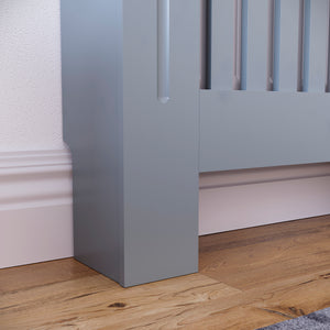Small Grey Chelsea radiator cover with decorative slatted front.
