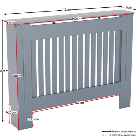 Medium Grey Chelsea radiator cover with decorative slatted front.
