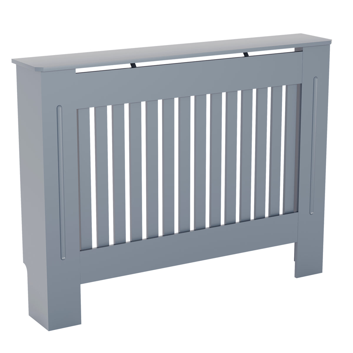 Medium Grey Chelsea radiator cover with decorative slatted front.
