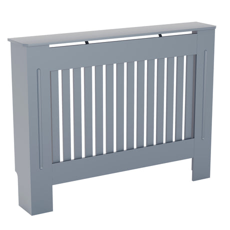 Medium Grey Chelsea radiator cover with decorative slatted front.
