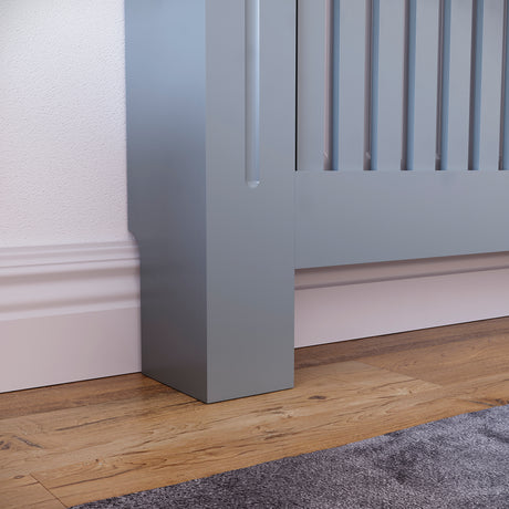 Medium Grey Chelsea radiator cover with decorative slatted front.
