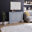 Medium Grey Chelsea radiator cover with decorative slatted front.
