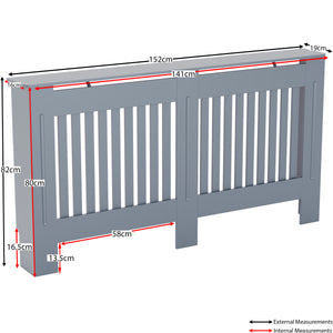 Large Grey Chelsea radiator cover with decorative slatted front.
