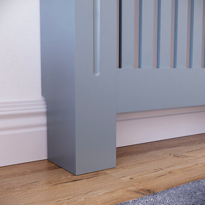 Large Grey Chelsea radiator cover with decorative slatted front.
