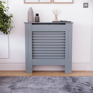 Milton Radiator Cover - Dark Grey, Small, Horizontal Grille Design
