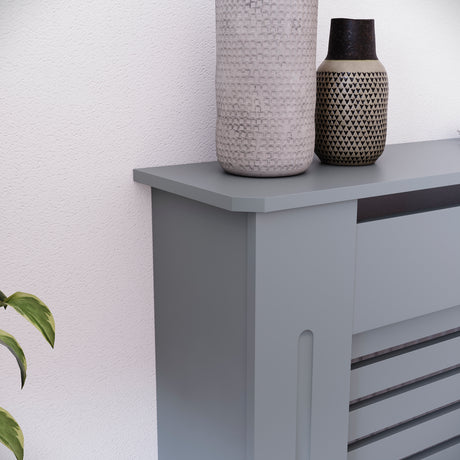 Milton Radiator Cover - Dark Grey, Small, Horizontal Grille Design
