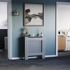 Milton Radiator Cover - Dark Grey, Small, Horizontal Grille Design
