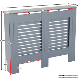 Milton Radiator Cover - Dark Grey, Medium, Horizontal Grille Design
