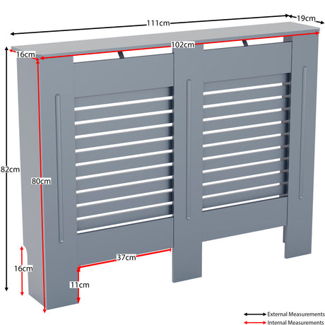 Milton Radiator Cover - Dark Grey, Medium, Horizontal Grille Design
