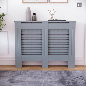 Milton Radiator Cover - Dark Grey, Medium, Horizontal Grille Design
