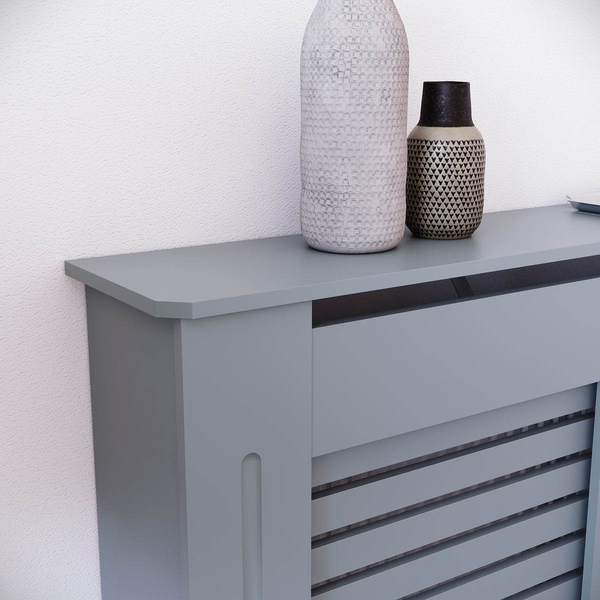 Milton Radiator Cover - Dark Grey, Medium, Horizontal Grille Design
