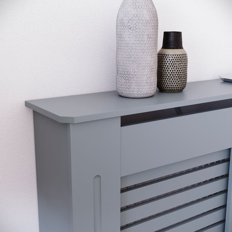 Milton Radiator Cover - Dark Grey, Medium, Horizontal Grille Design
