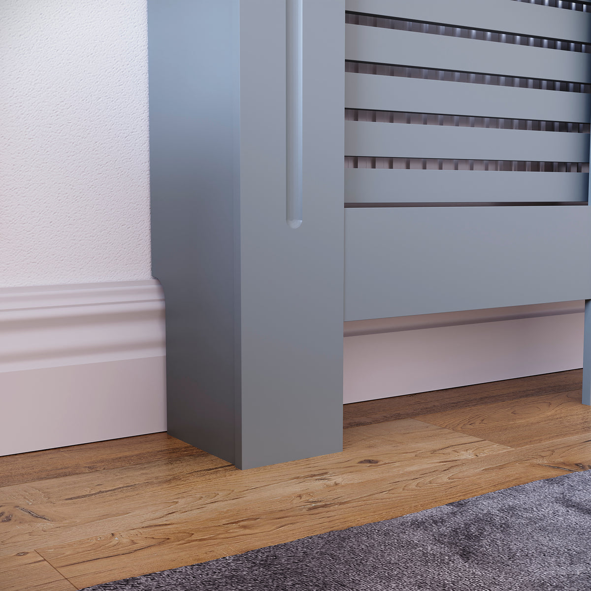 Milton Radiator Cover - Dark Grey, Medium, Horizontal Grille Design
