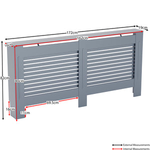 Milton Radiator Cover - Dark Grey, Extra Large, Horizontal Grille Design
