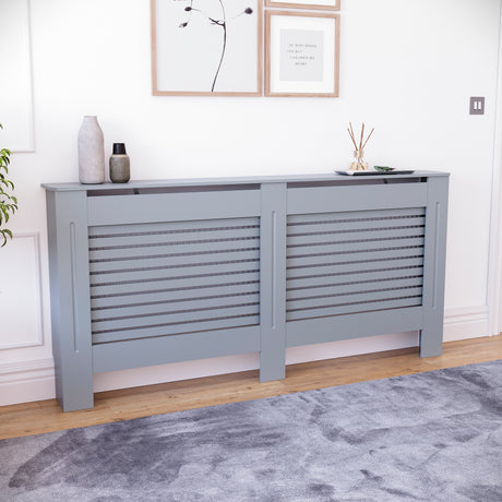 Milton Radiator Cover - Dark Grey, Extra Large, Horizontal Grille Design
