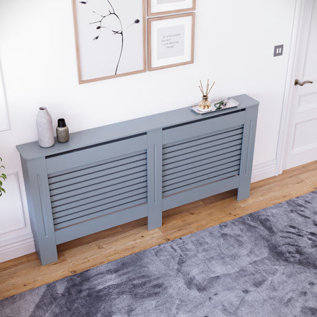 Milton Radiator Cover - Dark Grey, Extra Large, Horizontal Grille Design
