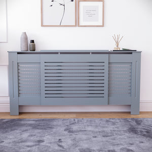 Milton Radiator Cover - Dark Grey, Adjustable, Horizontal Grille Design
