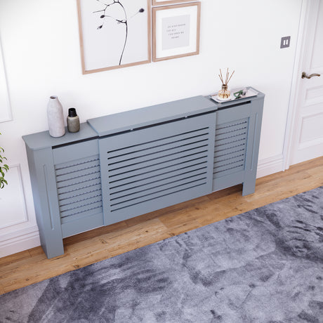 Milton Radiator Cover - Dark Grey, Adjustable, Horizontal Grille Design
