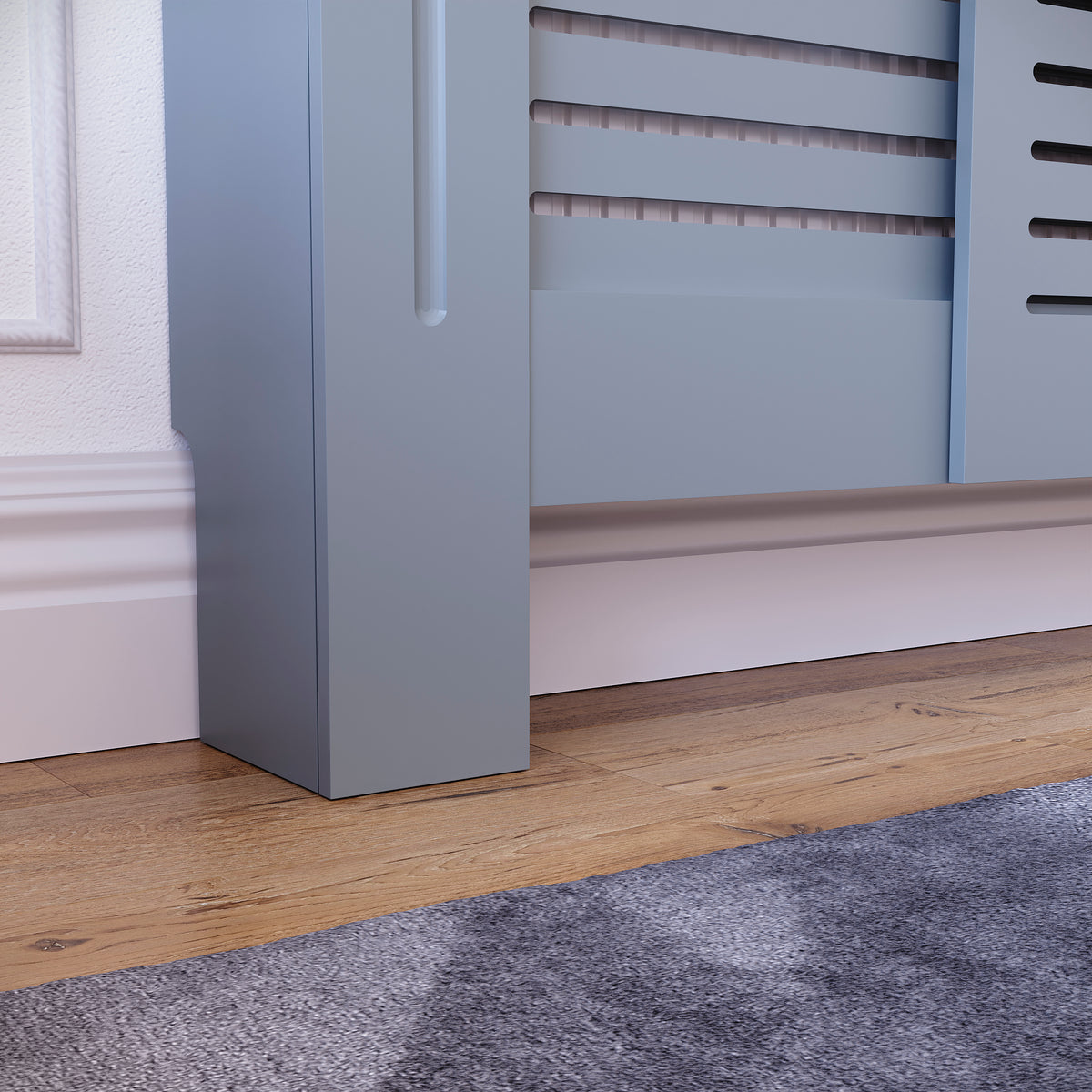 Milton Radiator Cover - Dark Grey, Adjustable, Horizontal Grille Design
