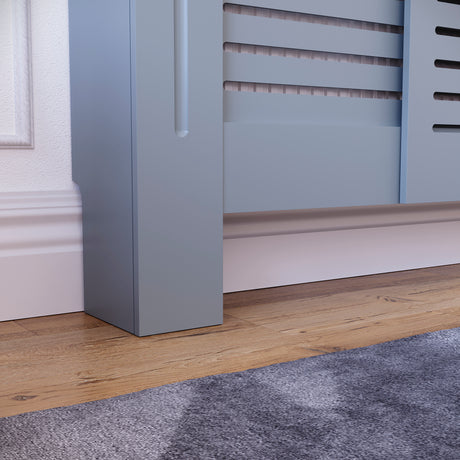 Milton Radiator Cover - Dark Grey, Adjustable, Horizontal Grille Design
