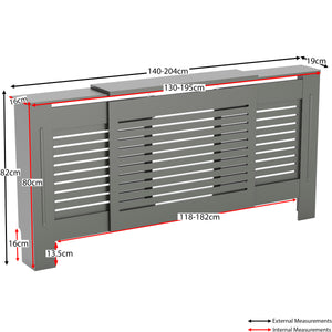Milton Radiator Cover - Grey, Adjustable, Horizontal Grille Design
