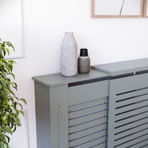 Milton Radiator Cover - Grey, Adjustable, Horizontal Grille Design
