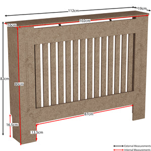 Medium unfinished Chelsea radiator cover with decorative slatted front, ready to paint

