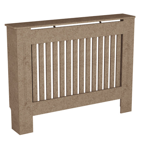 Medium unfinished Chelsea radiator cover with decorative slatted front, ready to paint
