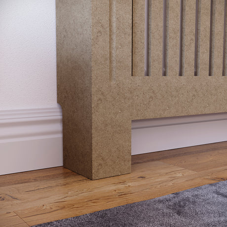 Medium unfinished Chelsea radiator cover with decorative slatted front, ready to paint
